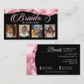 Braids Hair Braiding Stylist Salon Add Fotos Rosa Visitenkarte (Vorne/Hinten)