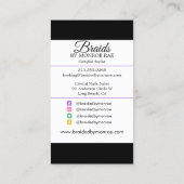 Braids Hair Stylist Braider Beautician Salon Busin Visitenkarte (Rückseite)