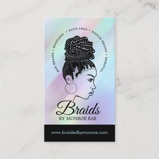 Braids Hair Stylist Braider Beautician Salon Visitenkarte (Vorderseite)