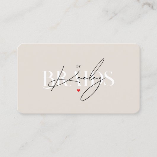 Braids Hair Stylist Elegante Signatur Beige Sand Visitenkarte (Vorderseite)