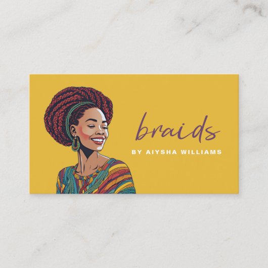 Braids Hair Stylist Moderner Retro Visitenkarte (Vorderseite)