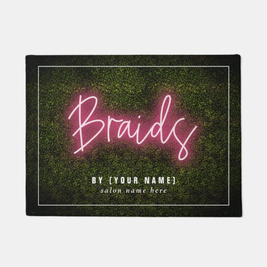Braids Neon Boxwood Hair Salon Business Fußmatte (Vorderseite)