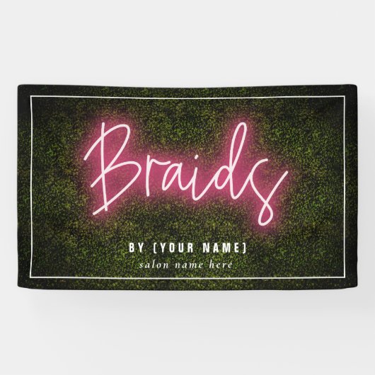Braids Neon Boxwood Hair Salon Kosmetologe Banner (Horizontal)