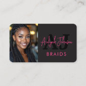 Braids Stylist Branding Photo QR Code Visitenkarte (Vorderseite)