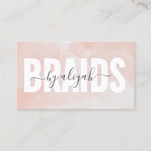 Braids Typografie Aquarellfarbe Rosa Visitenkarte (Vorderseite)