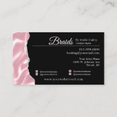 Braidsalon für Haare Silber & Pink Glam Visitenkarte (Rückseite)
