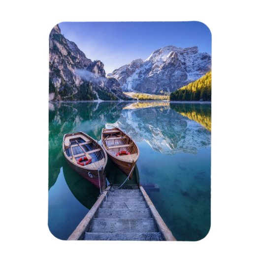 Braies Lake | Dolomiten Alpen, Italien Magnet (Vertikal)