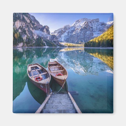 Braies Lake | Dolomiten Alpen, Italien Magnet (Vorne)