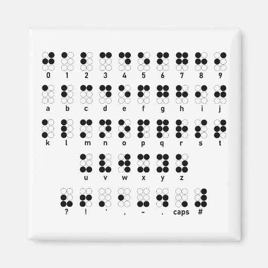 Braille-Alphabet-blinde Buchstaben Magnet (Vorne)