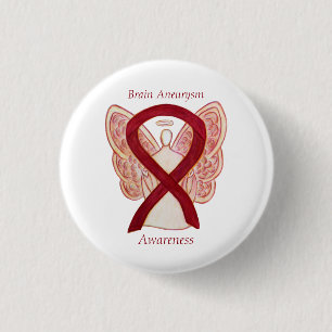 Brain Aneurysm Awareness Angel Ribbon Art Button