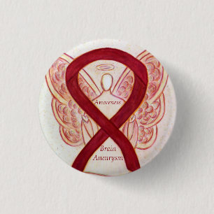 Brain Aneurysm Awareness Angel Ribbon Art Button