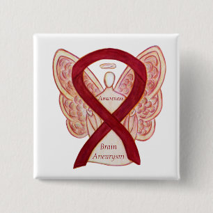 Brain Aneurysm Awareness Angel Ribbon Art Button