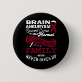 Brain Aneurysm Awareness Burgundy Ribbon Family Su Button (Vorderseite)