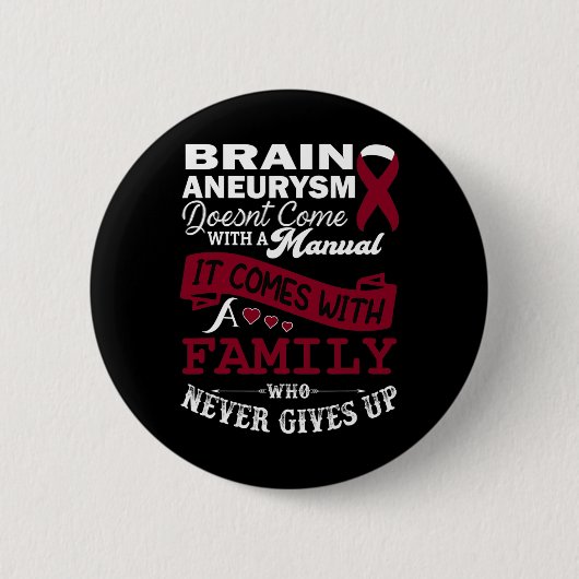 Brain Aneurysm Awareness Burgundy Ribbon Family Su Button (Vorderseite)