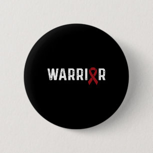 Brain Aneurysm Awareness Burgundy Ribbon Krieger Button