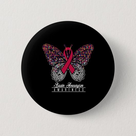 Brain Aneurysm Awareness Butterfly Lovers Gifts Button (Vorderseite)