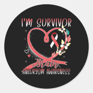 Brain Aneurysm Awareness I’m Survivor Heart Ribbon Runder Aufkleber