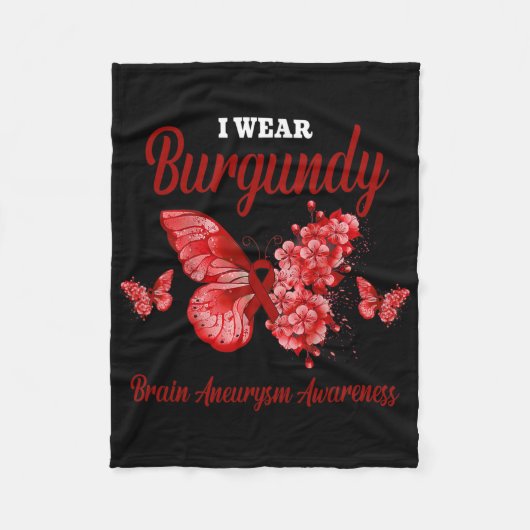 Brain Aneurysm Awareness I Wear Burgundy Butterfly Fleecedecke (Vorderseite)