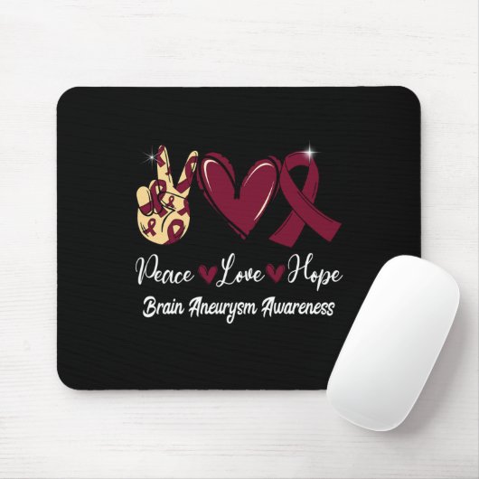 Brain Aneurysm Awareness Peace Liebe Hoffnung Burg Mousepad (Mit Mouse)