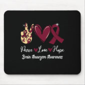 Brain Aneurysm Awareness Peace Liebe Hoffnung Burg Mousepad (Vorne)