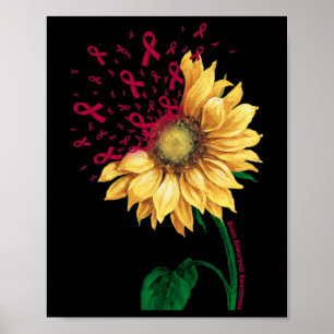 Brain Aneurysm AWARENESS Sonnenblume Burgund Ribbo Poster