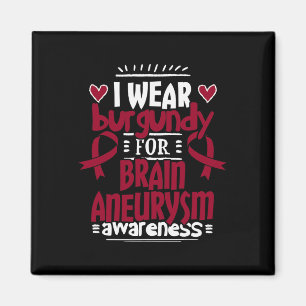 Brain Aneurysm Awareness Tshirt Burgundy Ribbon Magnet