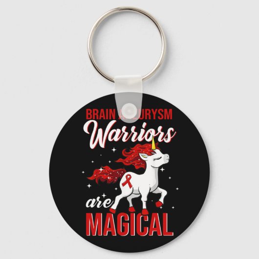 Brain Aneurysm Awareness Warrior Fun Unicorn Schlüsselanhänger (Vorderseite)
