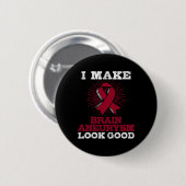 Brain Aneurysm Burgundy Awareness Ribbon Button (Vorne & Hinten)