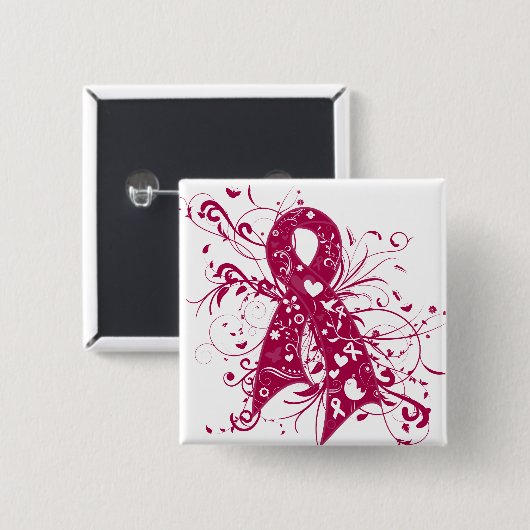 Brain Aneurysm Floral Wirbel Ribbon Button (Vorne & Hinten)