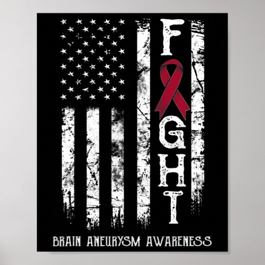 Brain Aneurysm Warrior Us Flag  Poster (Vorne)