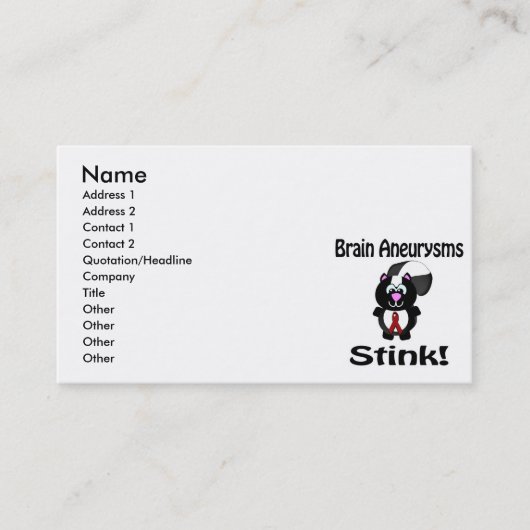 Brain Aneurysms Stink Skunk Bewusstsein Design Visitenkarte (Vorderseite)