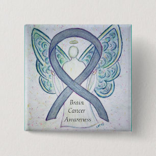 Brain Cancer Angel Awareness Ribbon-Buttone Button