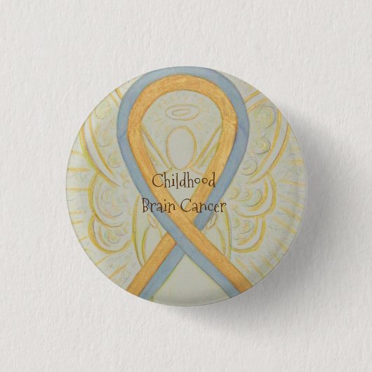 Brain Cancer Angel Awareness Ribbon Buttone im Kin Button (Vorderseite)