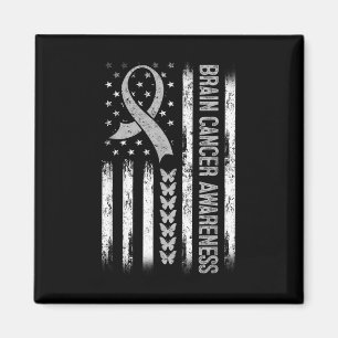 Brain Cancer Awareness American Flag Magnet