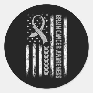 Brain Cancer Awareness American Flag Runder Aufkleber