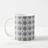Brain Cancer Awareness Plaid Gray Ribbon Kaffeetasse (Links)