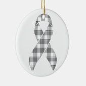 Brain Cancer Awareness Plaid Gray Ribbon Survivor Keramik Ornament (Rechts)