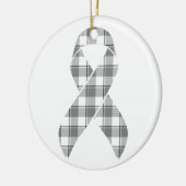 Brain Cancer Awareness Plaid Gray Ribbon Survivor Keramik Ornament (Links)