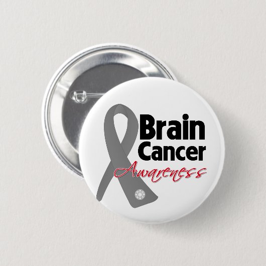 Brain Cancer Awareness Ribbon Button (Vorne & Hinten)