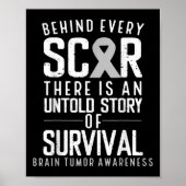 Brain Cancer Awareness Survivor Gray Ribbon Gehirn Poster (Vorne)