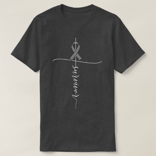 Brain Cancer Awareness Survivor Gray Ribbon Gesche T-Shirt (Design vorne)