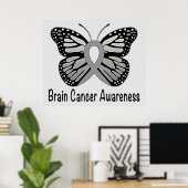 Brain Cancer Butterfly Awareness Ribbon Poster (Heimbüro)