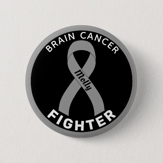Brain Cancer Fighter Ribbon Black Button (Vorderseite)