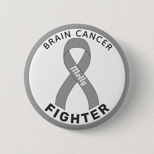 Brain Cancer Fighter Ribbon White Button (Vorderseite)