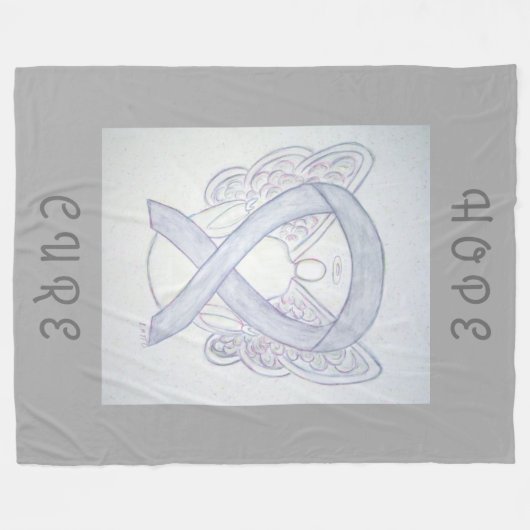 Brain Cancer Gray Awareness Ribbon Angel Blanket Fleecedecke (Vorderseite (Horizontal))