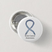 Brain Cancer Gray Awareness Ribbon Button Button (Vorne & Hinten)