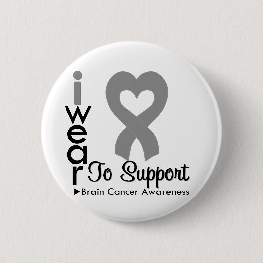 Brain Cancer Heart Ribbon Bewusstsein Button (Vorderseite)