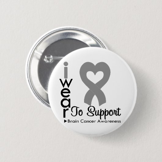 Brain Cancer Heart Ribbon Bewusstsein Button (Vorne & Hinten)