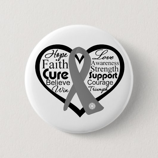 Brain Cancer Heart Ribbon Collage Button (Vorderseite)