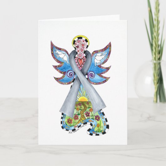 Brain Cancer Ribbon Angel Card Karte (Vorderseite)